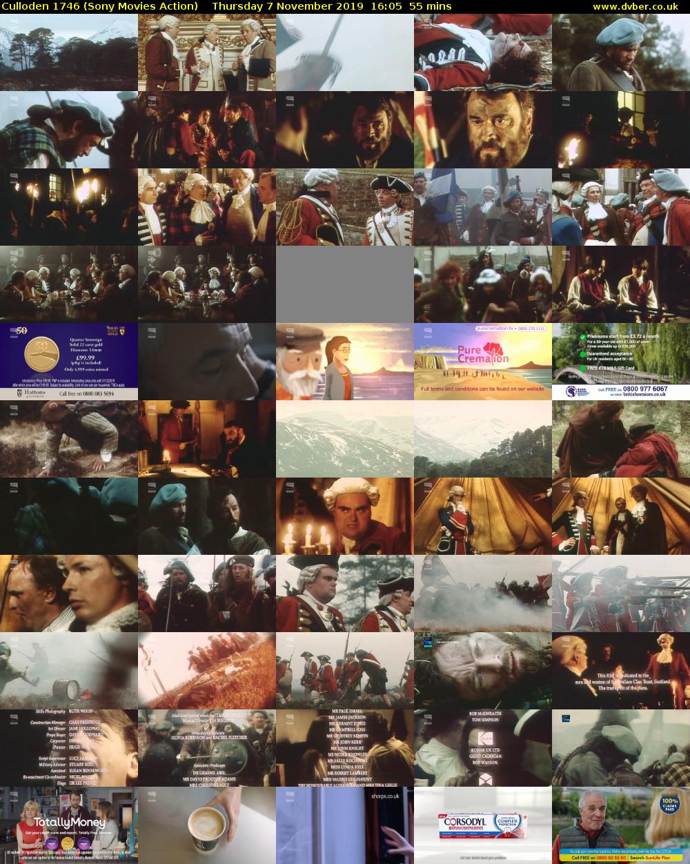 Culloden 1746 (Sony Movies Action) Thursday 7 November 2019 16:05 - 17:00