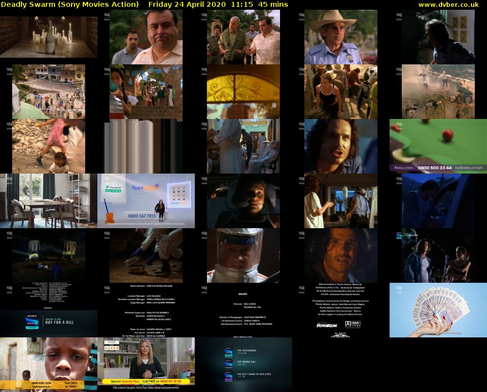 Deadly Swarm (Sony Movies Action) Friday 24 April 2020 11:15 - 12:00