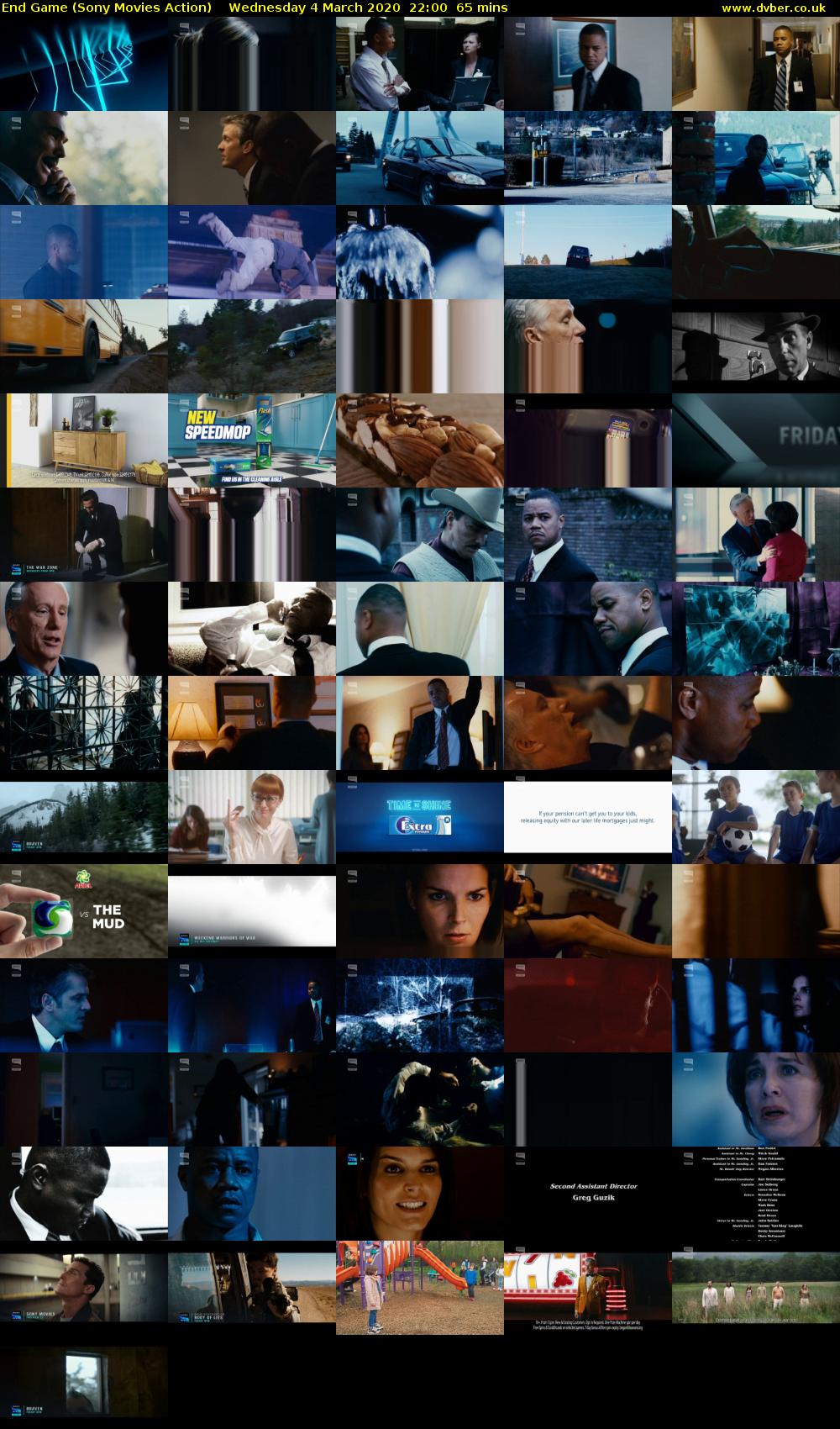 End Game (Sony Movies Action) Wednesday 4 March 2020 22:00 - 23:05