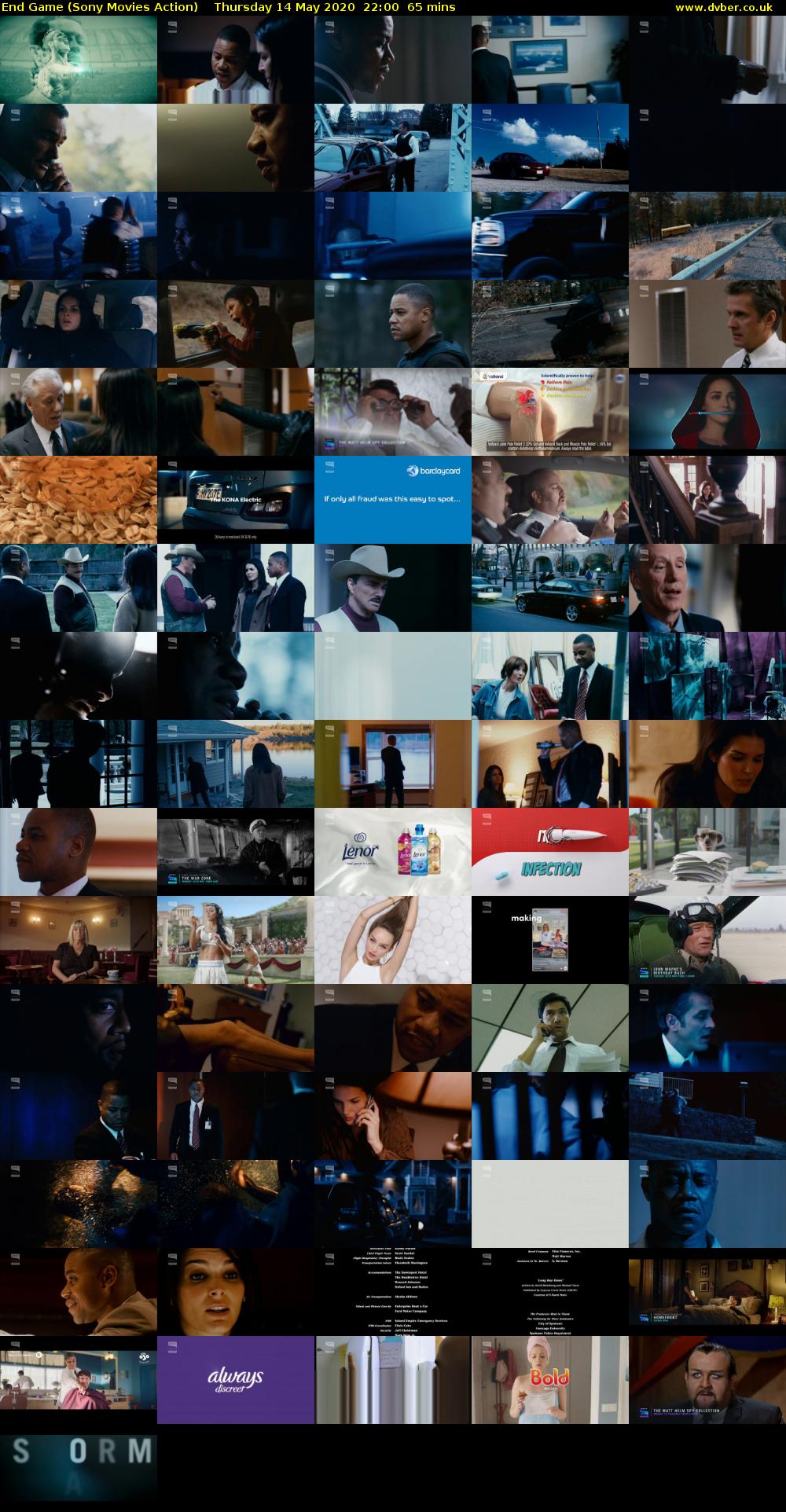End Game (Sony Movies Action) Thursday 14 May 2020 22:00 - 23:05