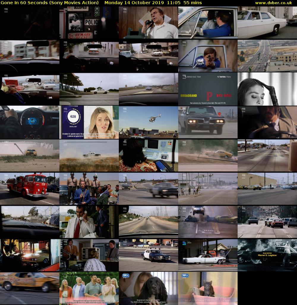 Gone In 60 Seconds (Sony Movies Action) Monday 14 October 2019 11:05 - 12:00