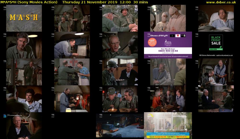 M*A*S*H (Sony Movies Action) Thursday 21 November 2019 12:00 - 12:30