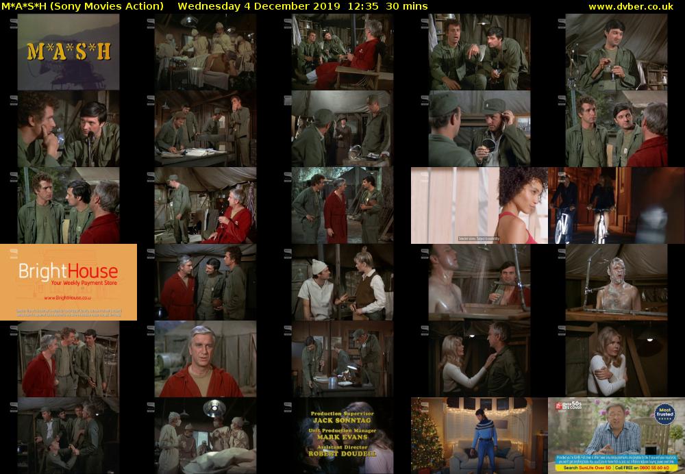 M*A*S*H (Sony Movies Action) Wednesday 4 December 2019 12:35 - 13:05