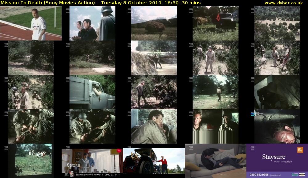 Mission To Death (Sony Movies Action) Tuesday 8 October 2019 16:50 - 17:20