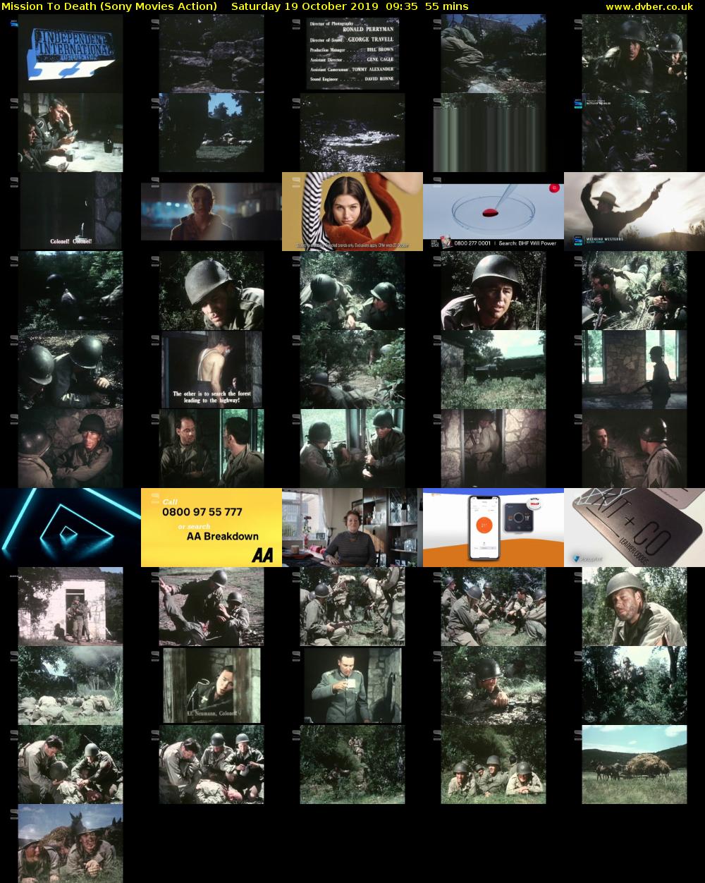 Mission To Death (Sony Movies Action) Saturday 19 October 2019 09:35 - 10:30