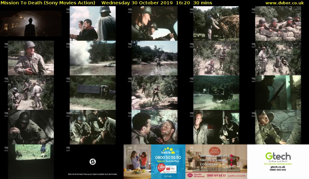Mission To Death (Sony Movies Action) Wednesday 30 October 2019 16:20 - 16:50