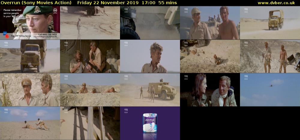 Overrun (Sony Movies Action) Friday 22 November 2019 17:00 - 17:55
