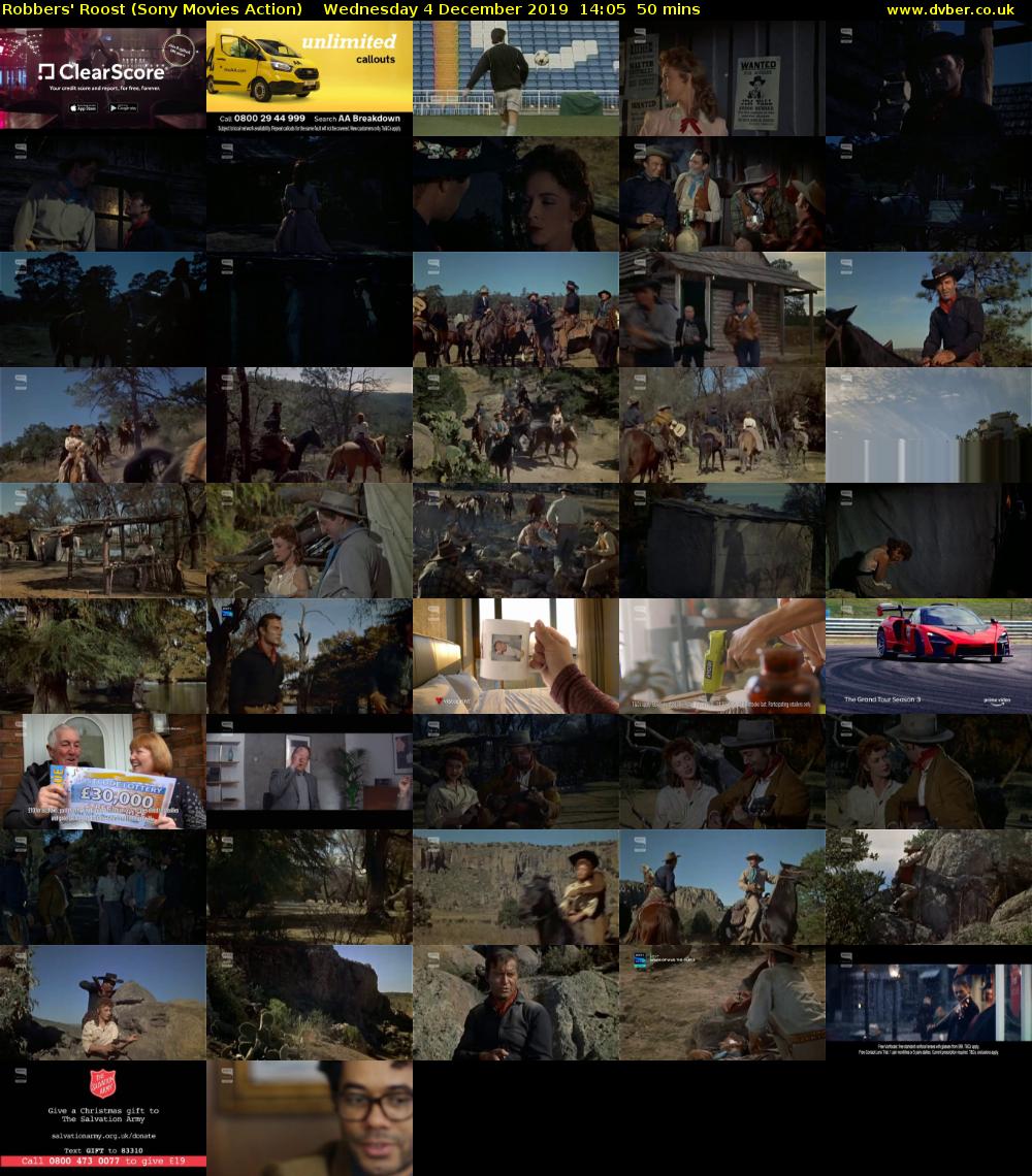 Robbers' Roost (Sony Movies Action) Wednesday 4 December 2019 14:05 - 14:55