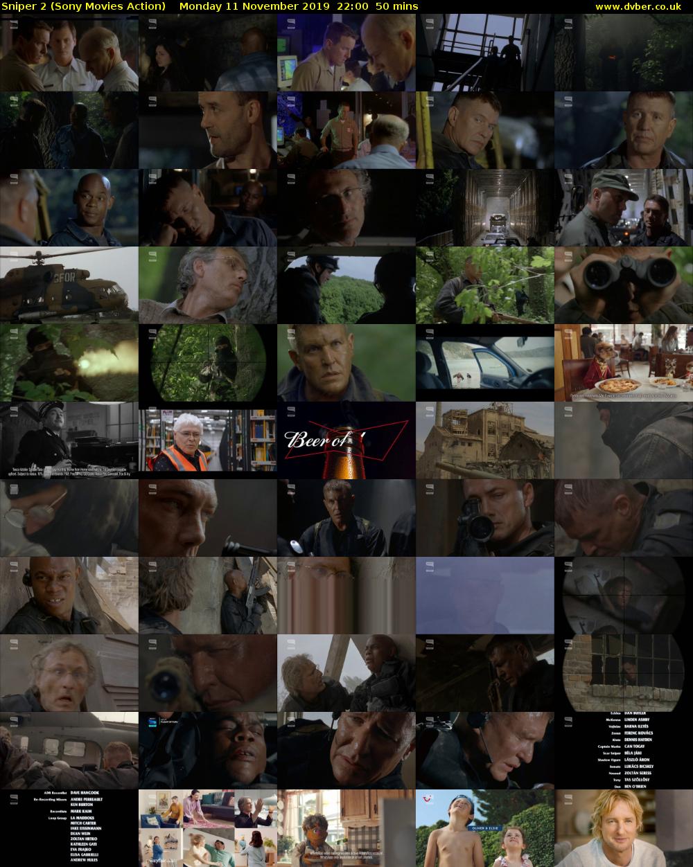 Sniper 2 (Sony Movies Action) Monday 11 November 2019 22:00 - 22:50