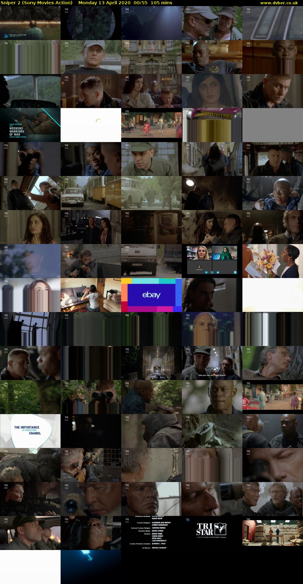 Sniper 2 (Sony Movies Action) Monday 13 April 2020 00:55 - 02:40