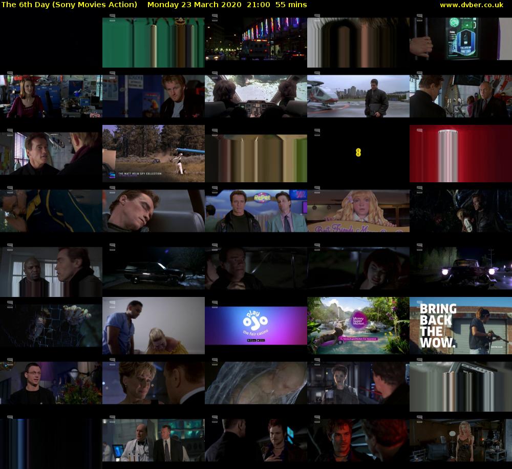 The 6th Day (Sony Movies Action) Monday 23 March 2020 21:00 - 21:55