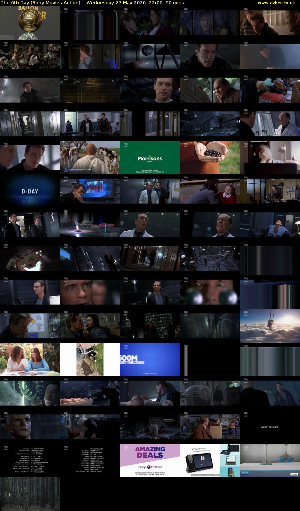 The 6th Day (Sony Movies Action) Wednesday 27 May 2020 22:00 - 23:30