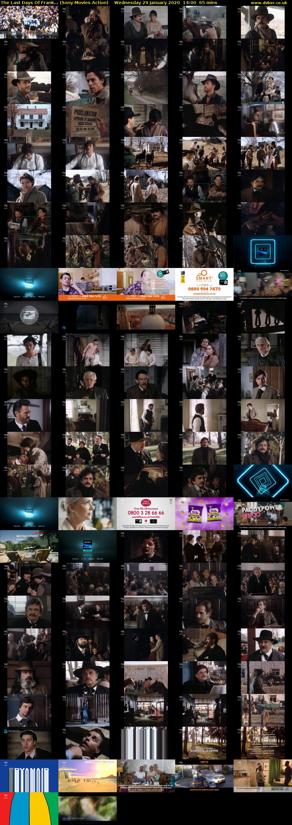 The Last Days Of Frank... (Sony Movies Action) Wednesday 29 January 2020 14:00 - 15:05