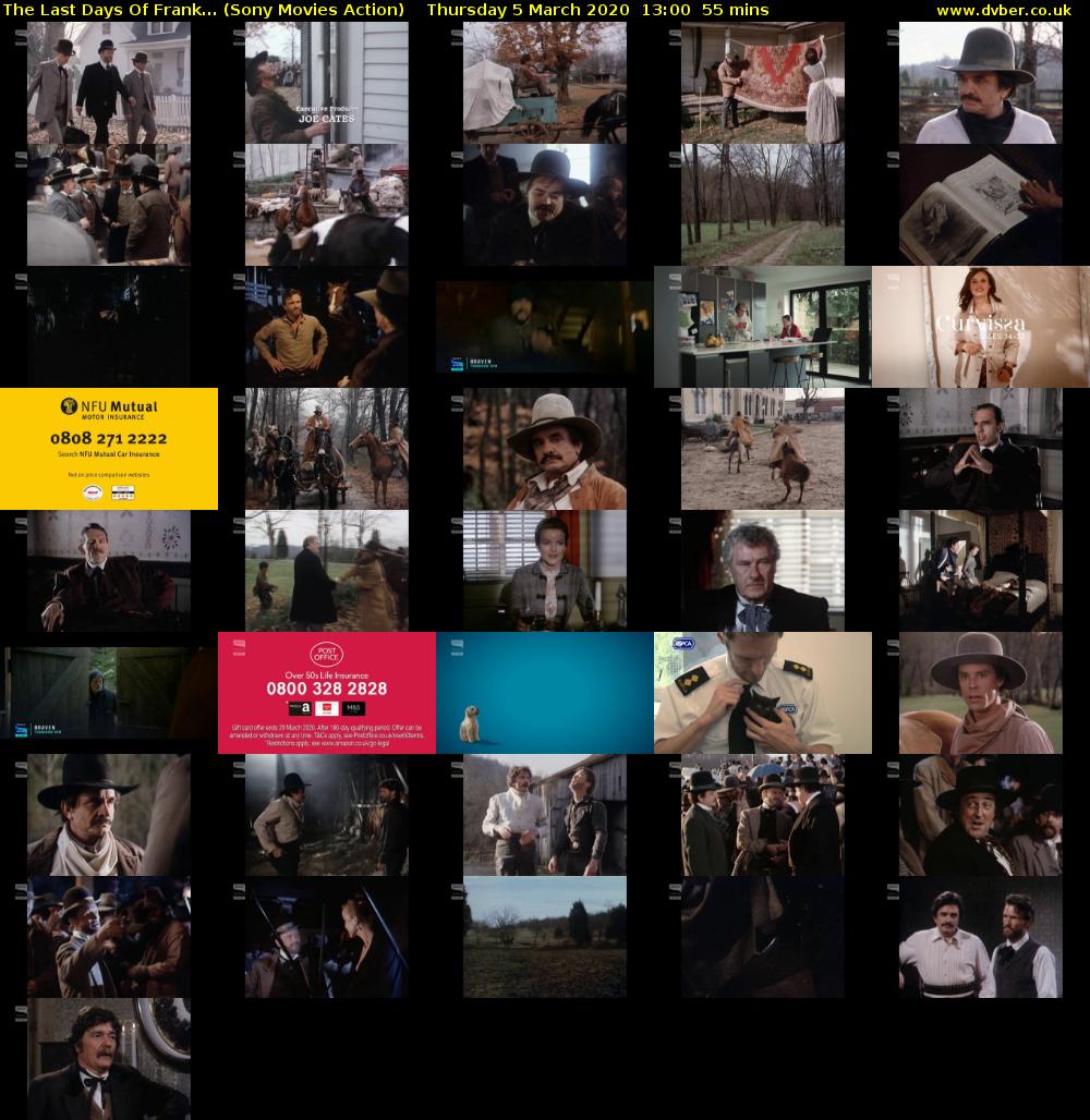 The Last Days Of Frank... (Sony Movies Action) Thursday 5 March 2020 13:00 - 13:55