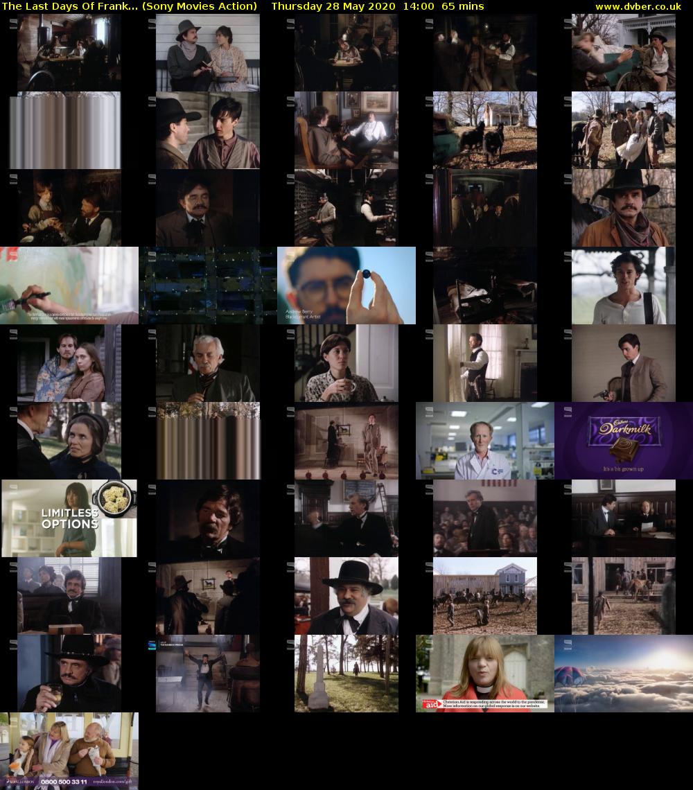 The Last Days Of Frank... (Sony Movies Action) Thursday 28 May 2020 14:00 - 15:05