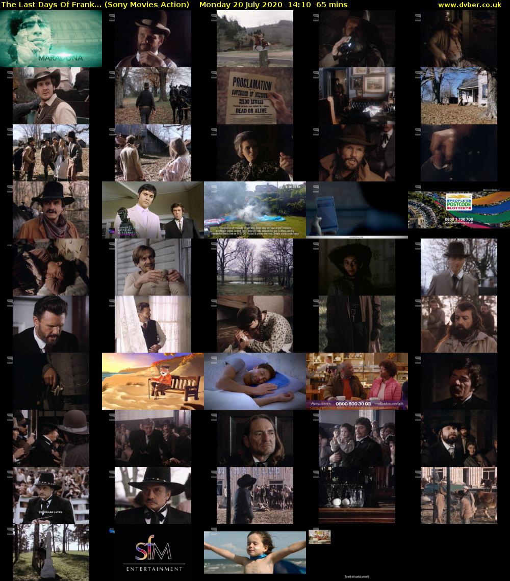 The Last Days Of Frank... (Sony Movies Action) Monday 20 July 2020 14:10 - 15:15