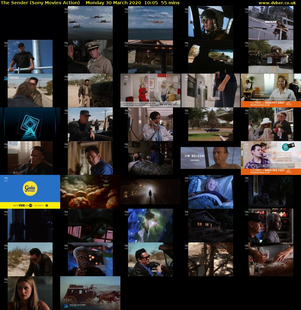 The Sender (Sony Movies Action) Monday 30 March 2020 10:05 - 11:00