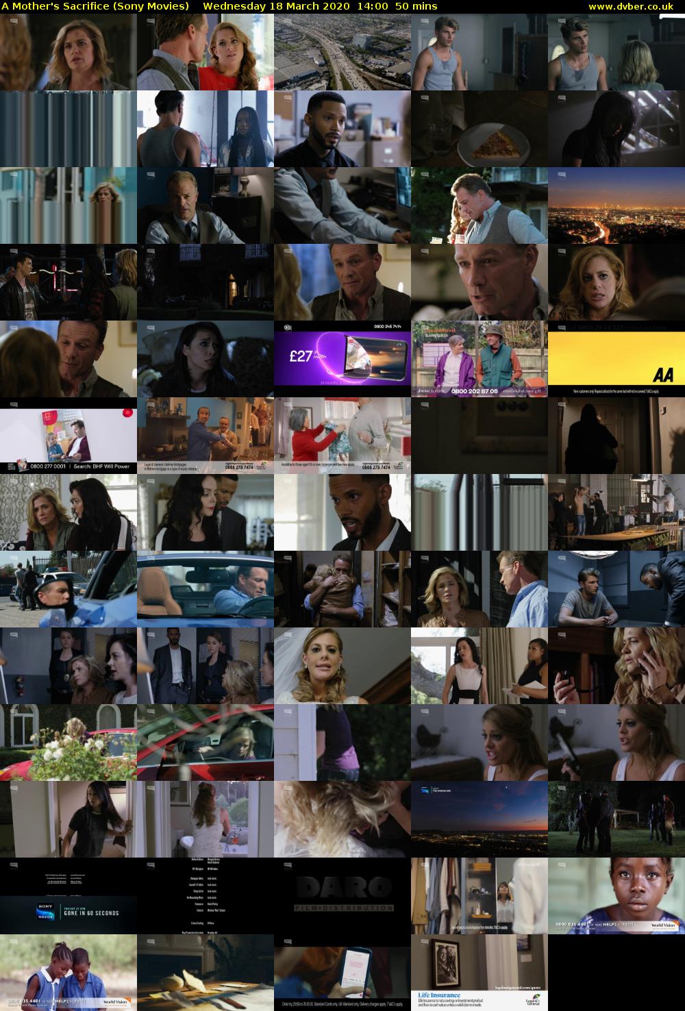 A Mother's Sacrifice (Sony Movies) Wednesday 18 March 2020 14:00 - 14:50