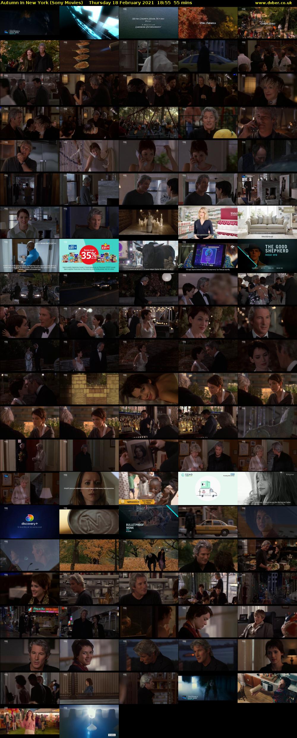 Autumn In New York (Sony Movies) Thursday 18 February 2021 18:55 - 19:50