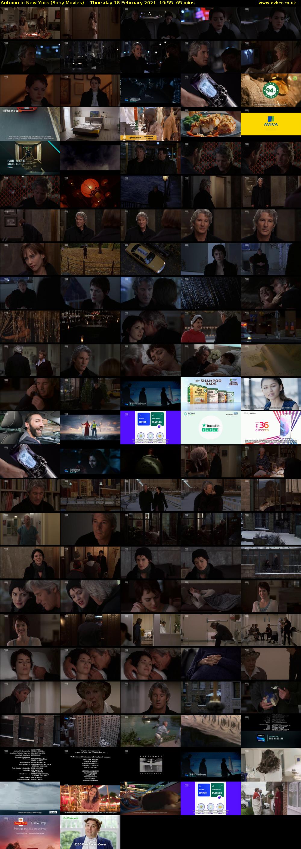Autumn In New York (Sony Movies) Thursday 18 February 2021 19:55 - 21:00
