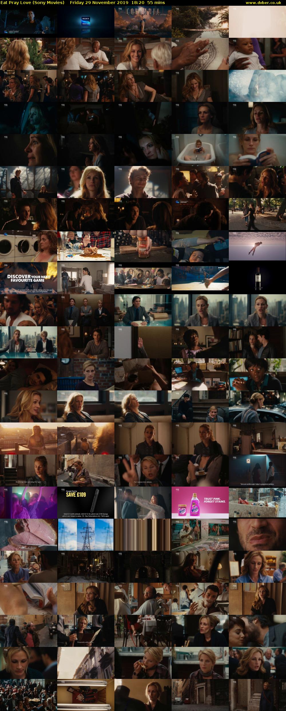 Eat Pray Love (Sony Movies) Friday 29 November 2019 18:20 - 19:15