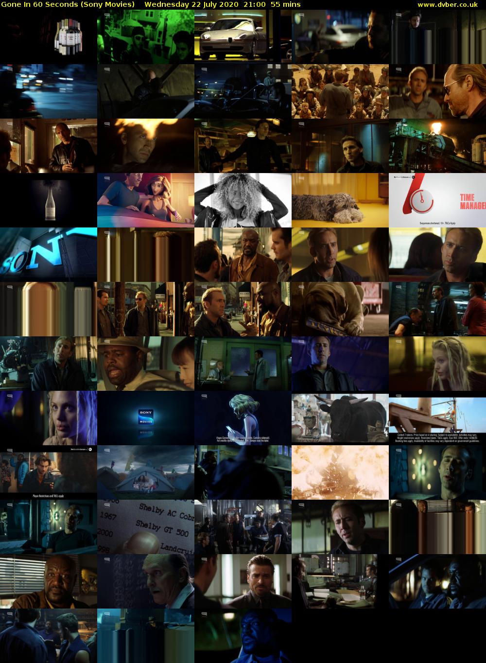 Gone In 60 Seconds (Sony Movies) Wednesday 22 July 2020 21:00 - 21:55