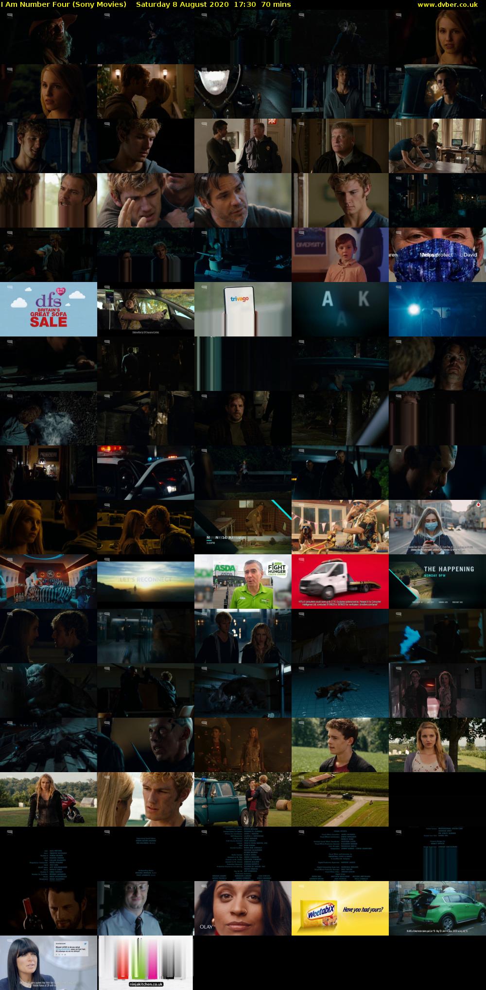 I Am Number Four (Sony Movies) Saturday 8 August 2020 17:30 - 18:40
