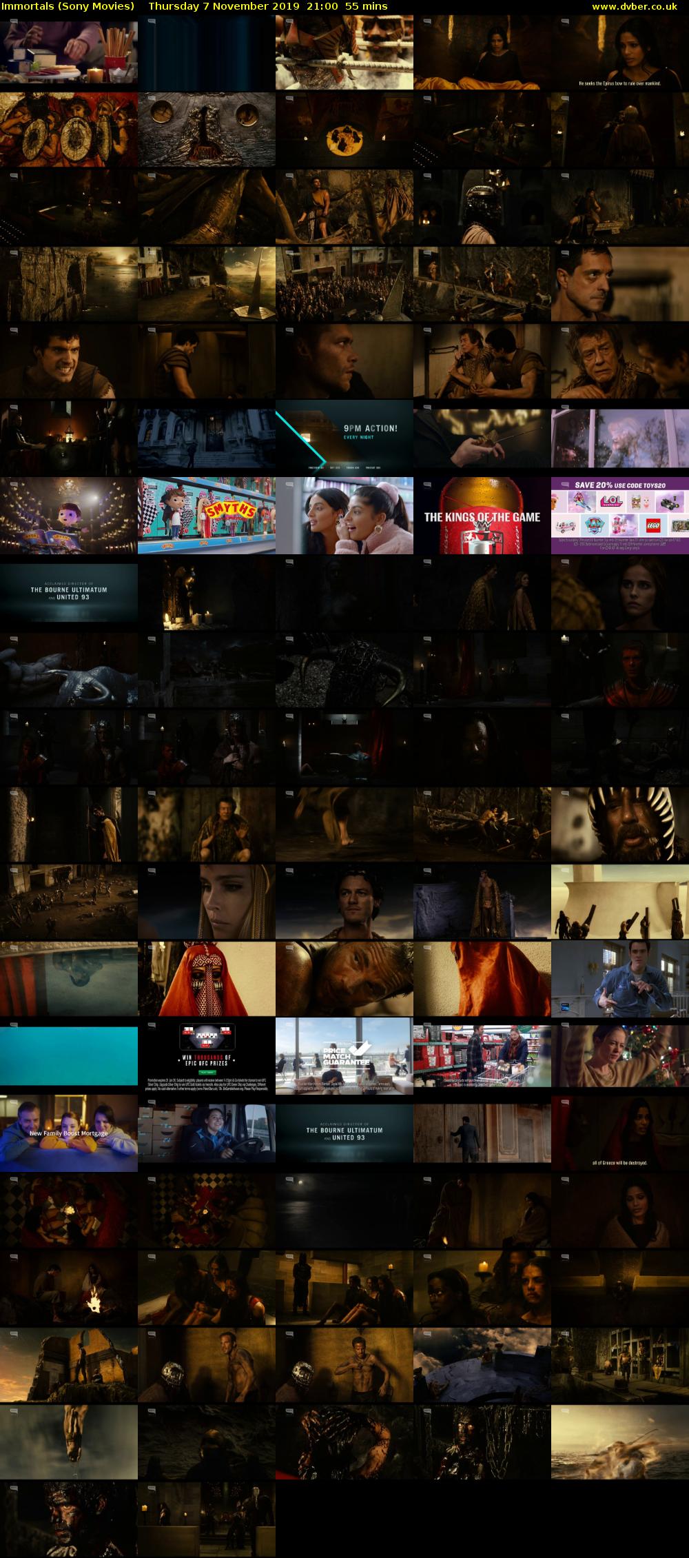 Immortals (Sony Movies) Thursday 7 November 2019 21:00 - 21:55