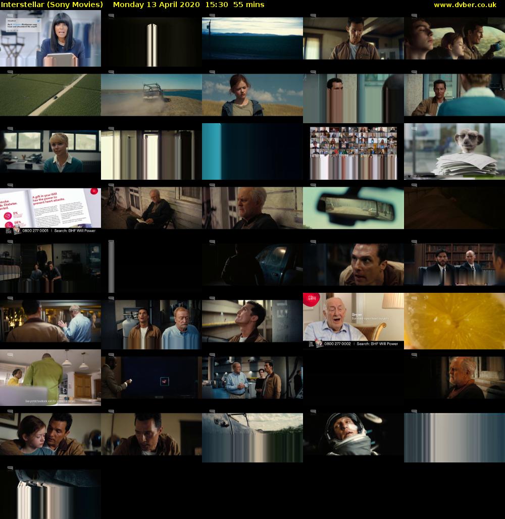 Interstellar (Sony Movies) Monday 13 April 2020 15:30 - 16:25