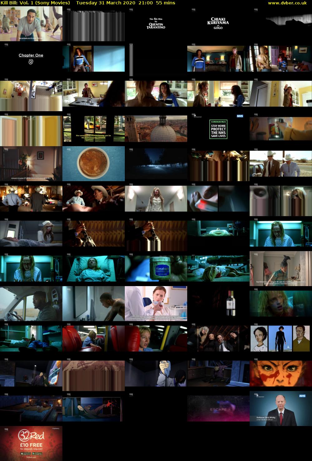 Kill Bill: Vol. 1 (Sony Movies) Tuesday 31 March 2020 21:00 - 21:55