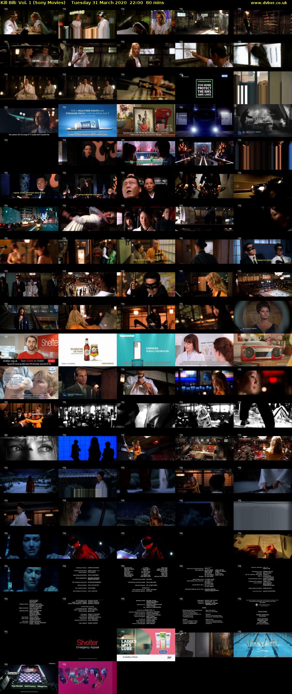 Kill Bill: Vol. 1 (Sony Movies) Tuesday 31 March 2020 22:00 - 23:20