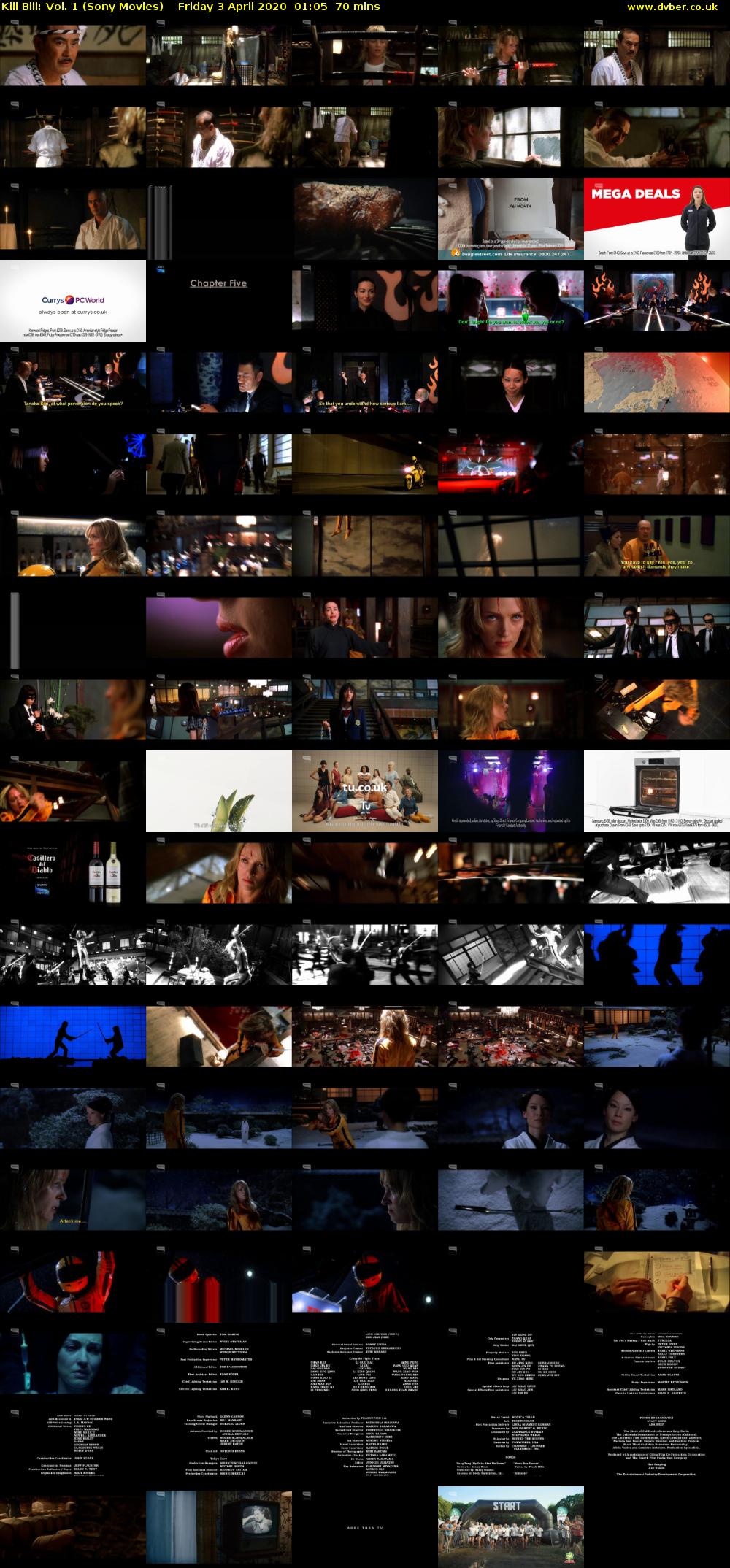 Kill Bill: Vol. 1 (Sony Movies) Friday 3 April 2020 01:05 - 02:15