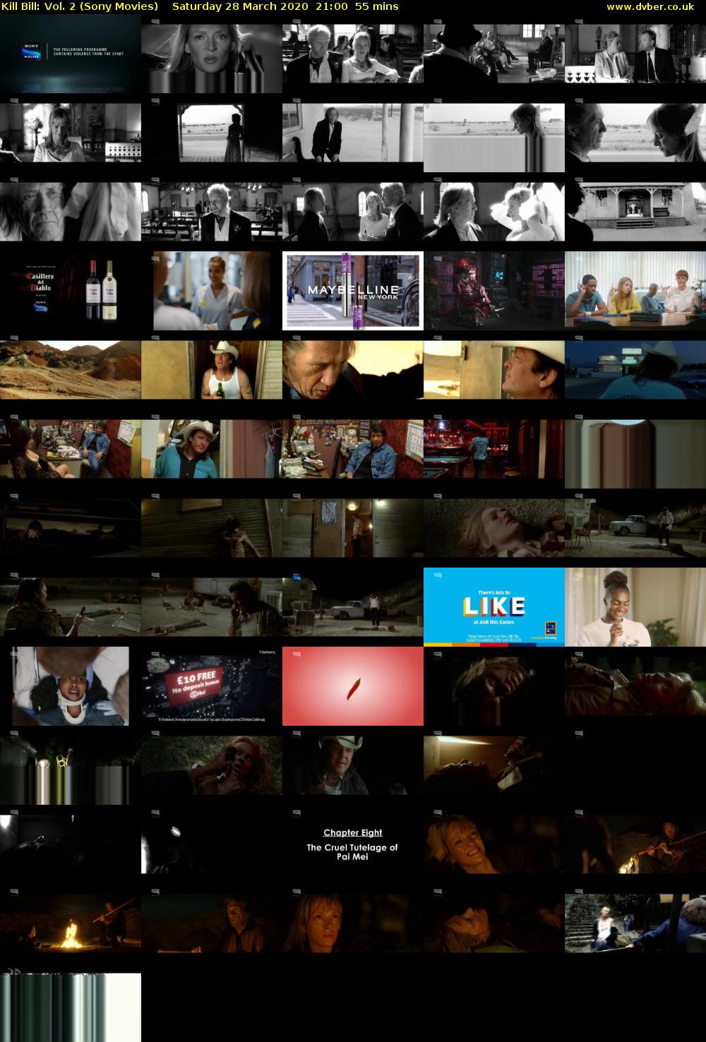 Kill Bill: Vol. 2 (Sony Movies) Saturday 28 March 2020 21:00 - 21:55