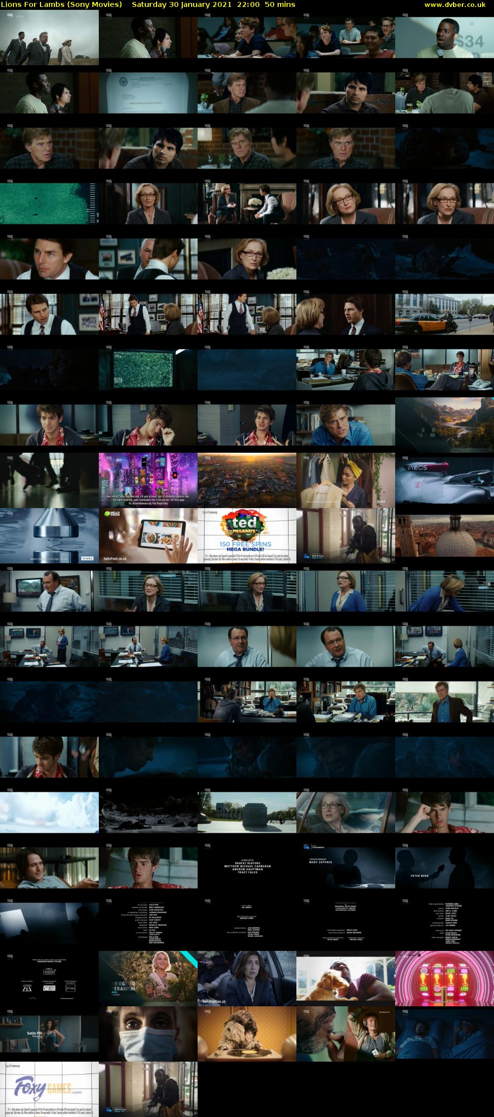 Lions For Lambs (Sony Movies) Saturday 30 January 2021 22:00 - 22:50