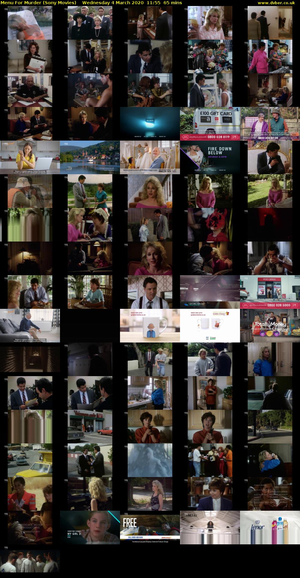 Menu For Murder (Sony Movies) Wednesday 4 March 2020 11:55 - 13:00