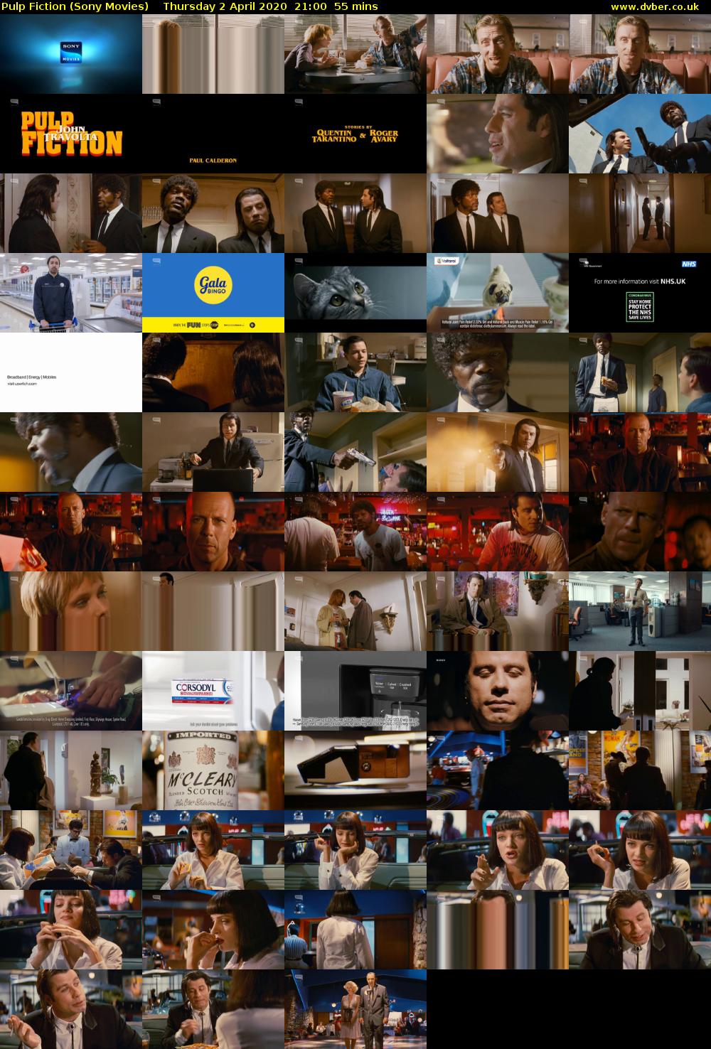 Pulp Fiction (Sony Movies) Thursday 2 April 2020 21:00 - 21:55