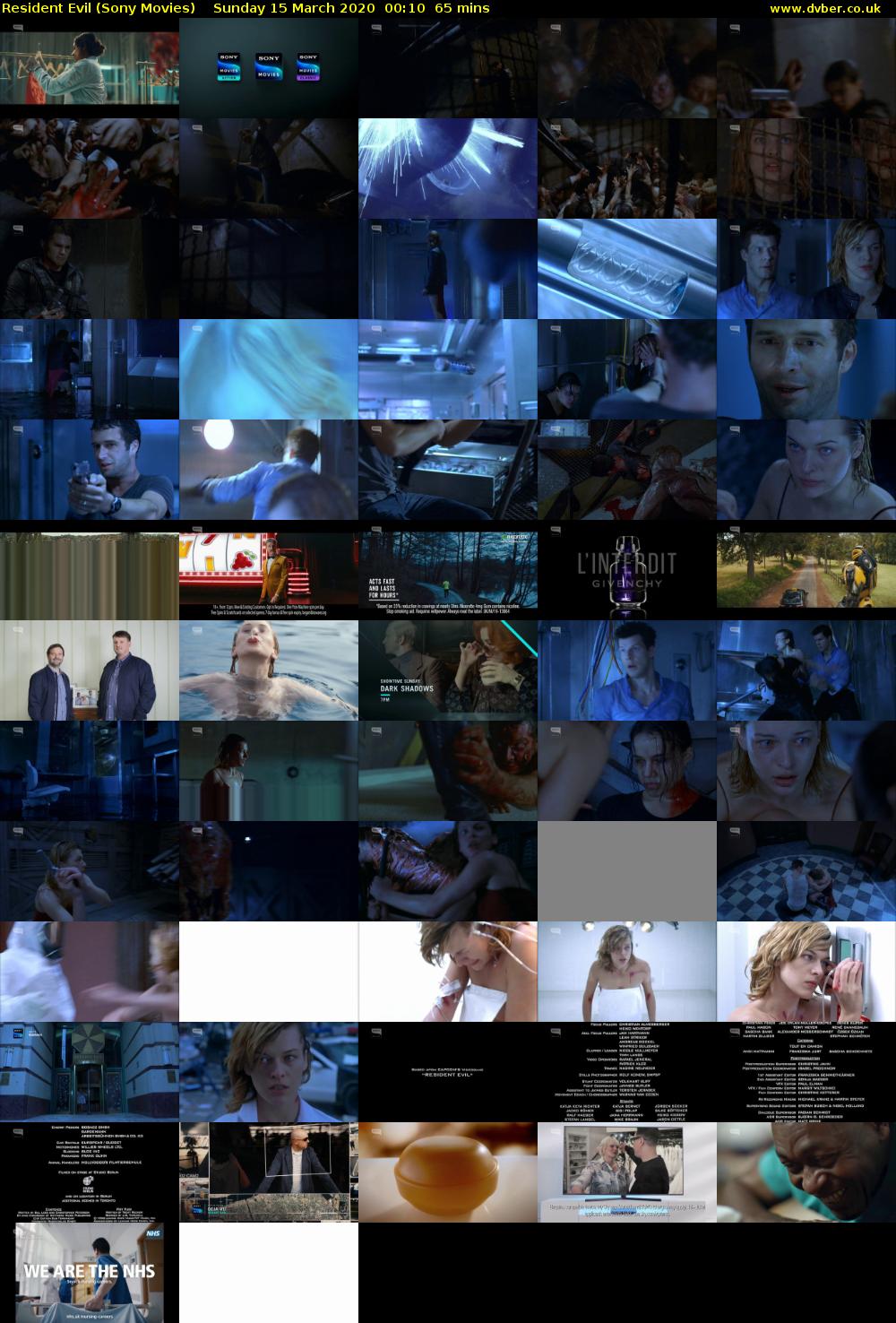 Resident Evil (Sony Movies) Sunday 15 March 2020 00:10 - 01:15