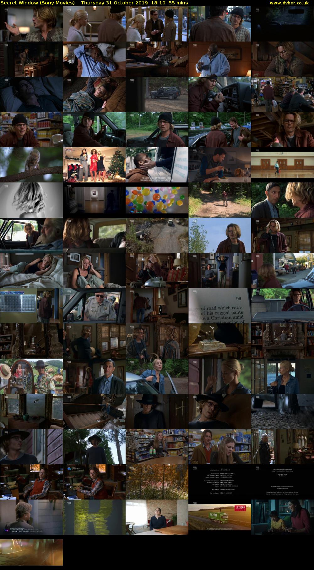Secret Window (Sony Movies) Thursday 31 October 2019 18:10 - 19:05