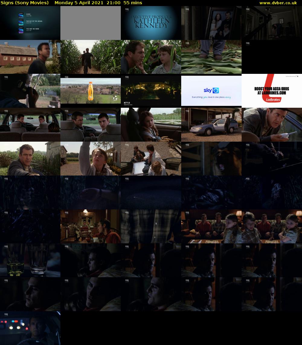 Signs (Sony Movies) Monday 5 April 2021 21:00 - 21:55