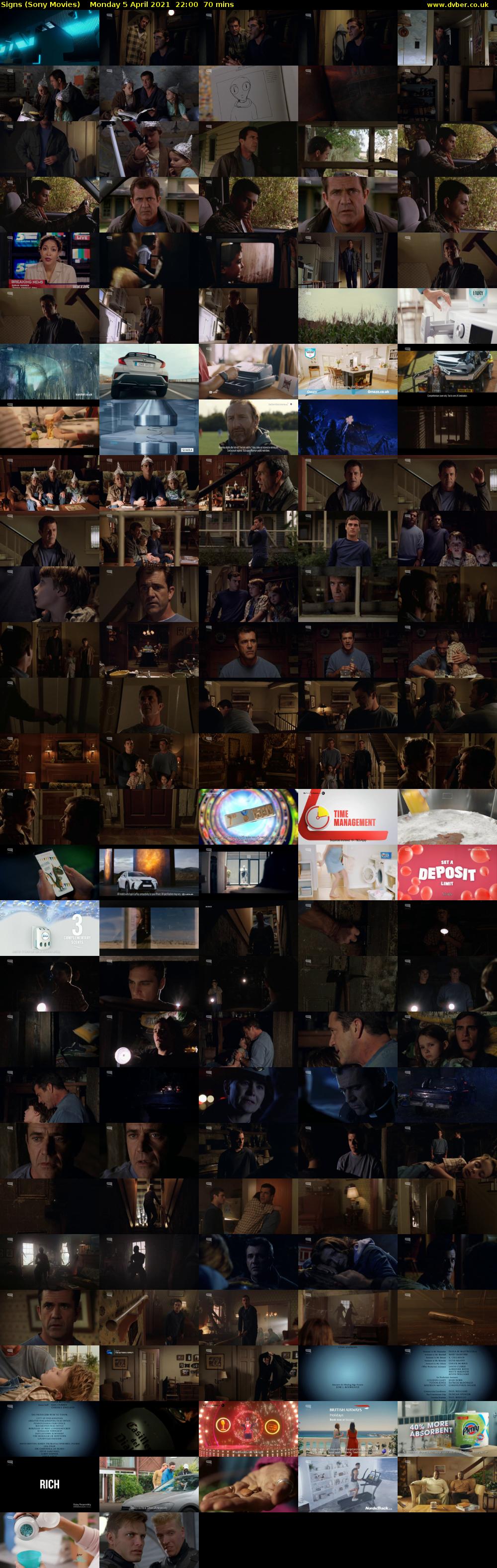Signs (Sony Movies) Monday 5 April 2021 22:00 - 23:10