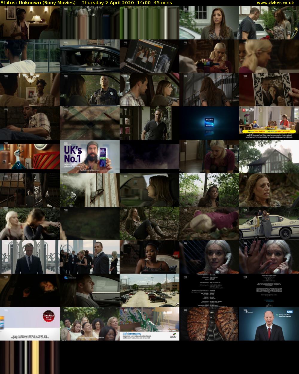 Status: Unknown (Sony Movies) Thursday 2 April 2020 14:00 - 14:45