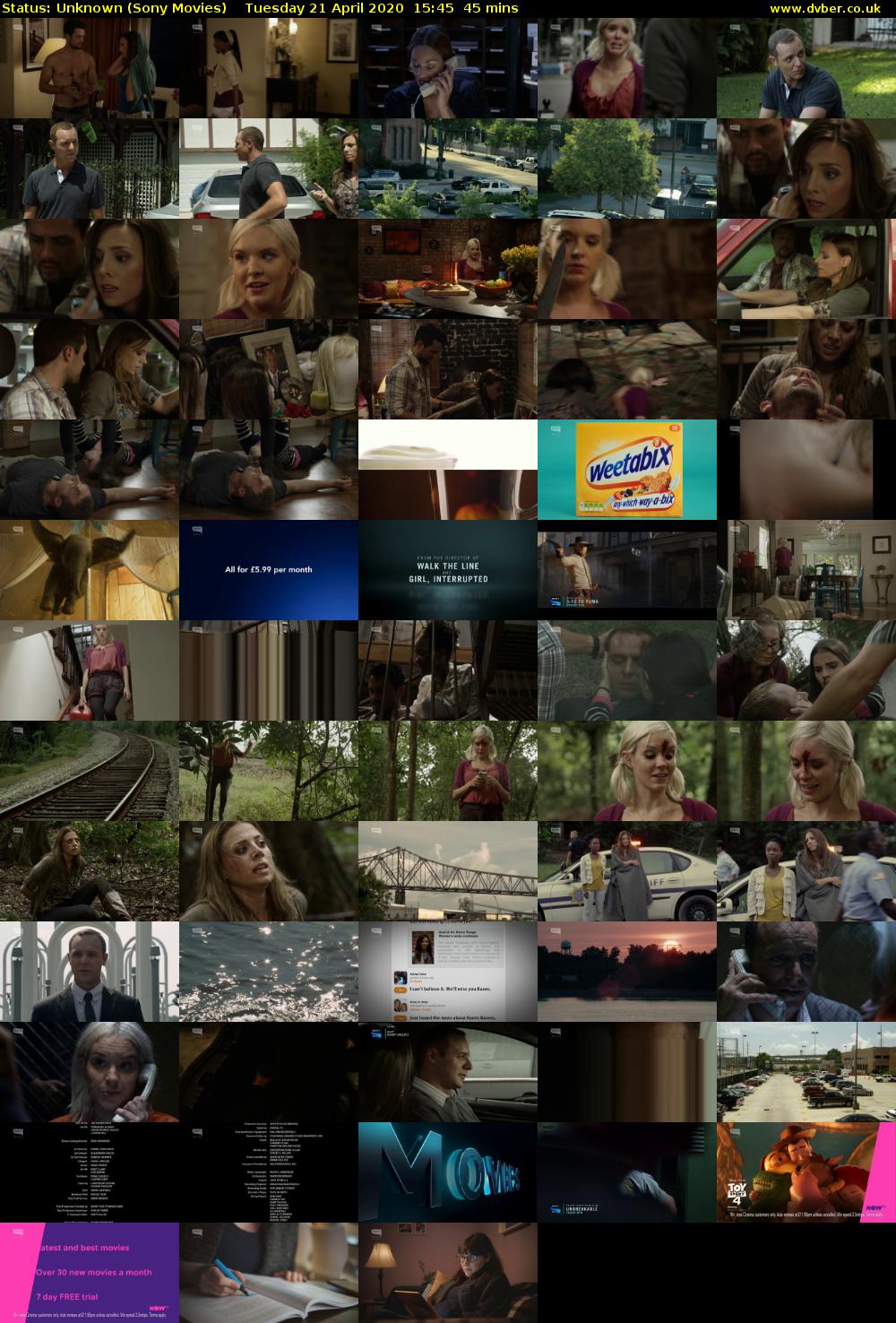Status: Unknown (Sony Movies) Tuesday 21 April 2020 15:45 - 16:30