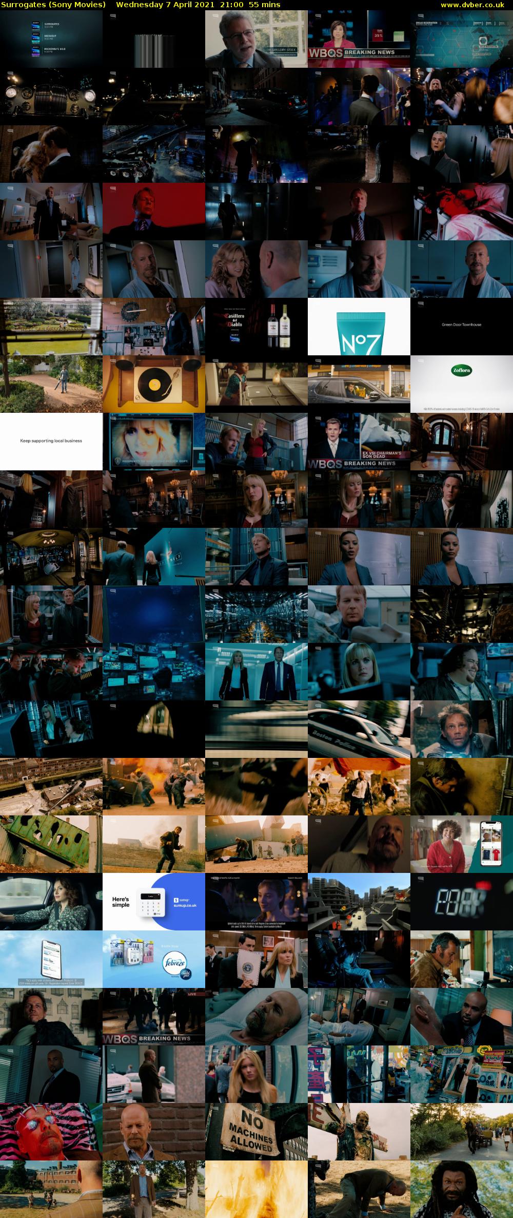 Surrogates (Sony Movies) Wednesday 7 April 2021 21:00 - 21:55