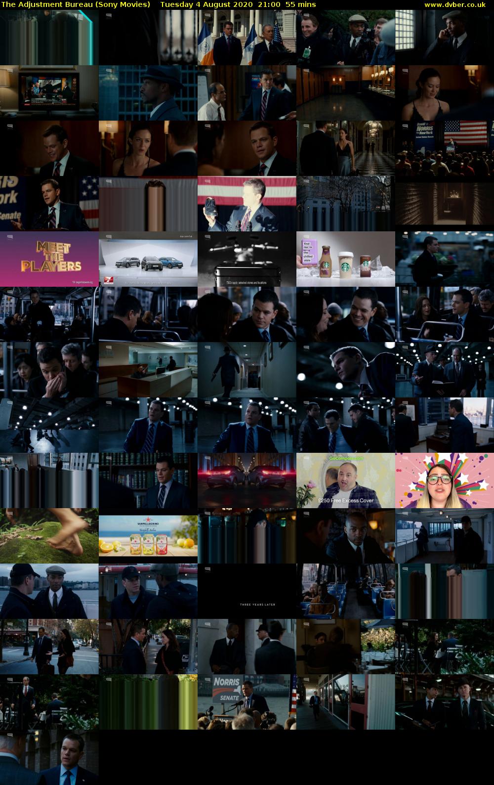 The Adjustment Bureau (Sony Movies) Tuesday 4 August 2020 21:00 - 21:55