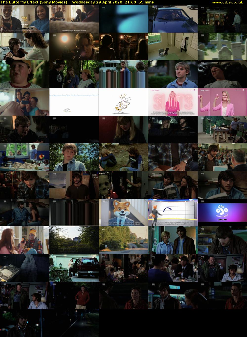 The Butterfly Effect (Sony Movies) Wednesday 29 April 2020 21:00 - 21:55