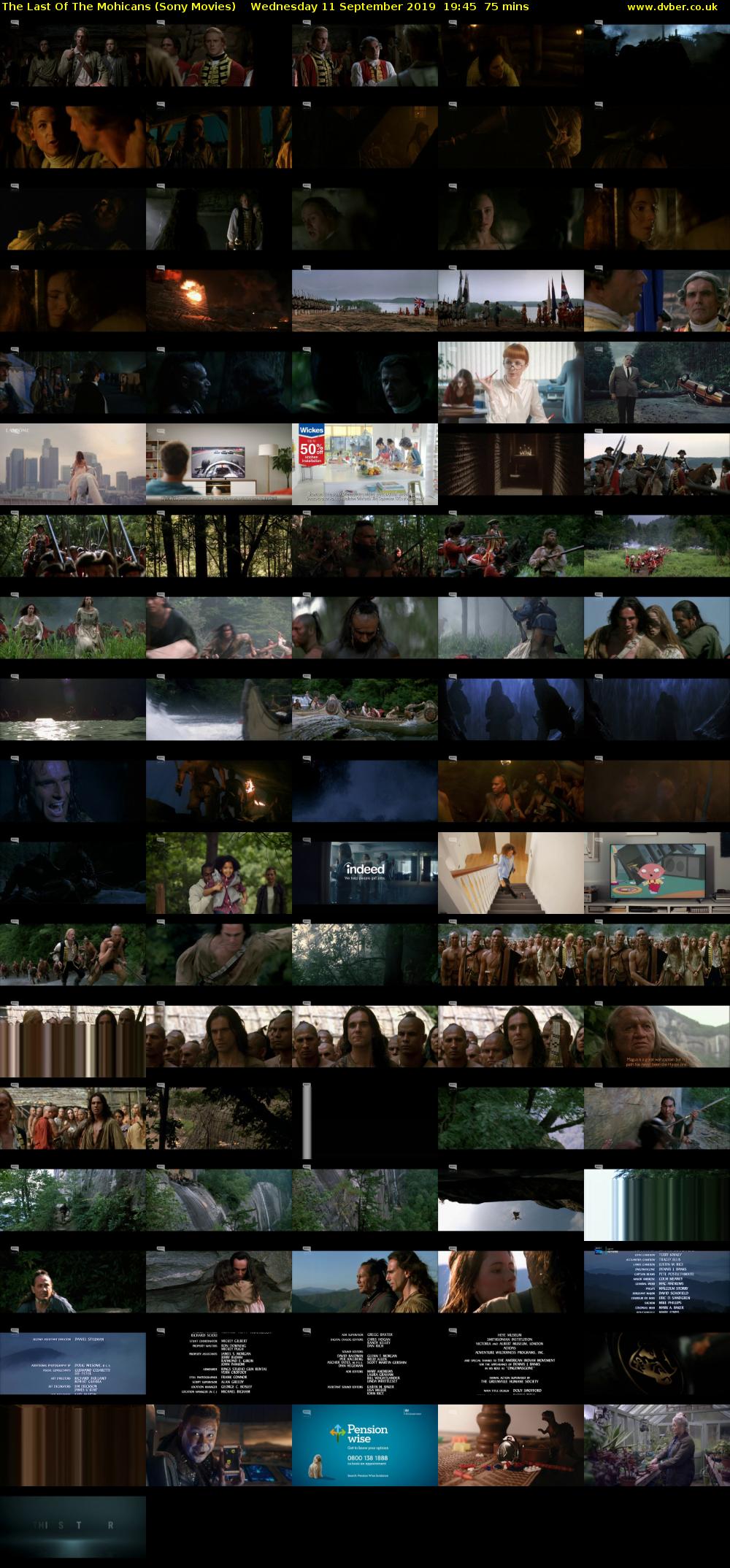 The Last Of The Mohicans (Sony Movies) Wednesday 11 September 2019 19:45 - 21:00