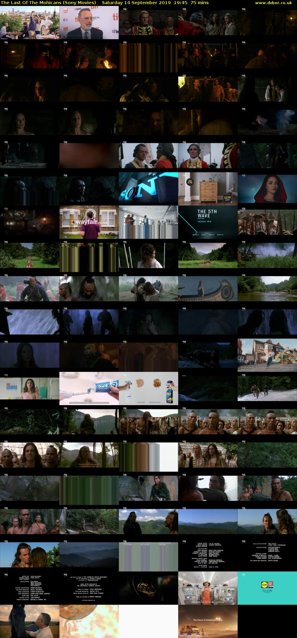 The Last Of The Mohicans (Sony Movies) Saturday 14 September 2019 19:45 - 21:00