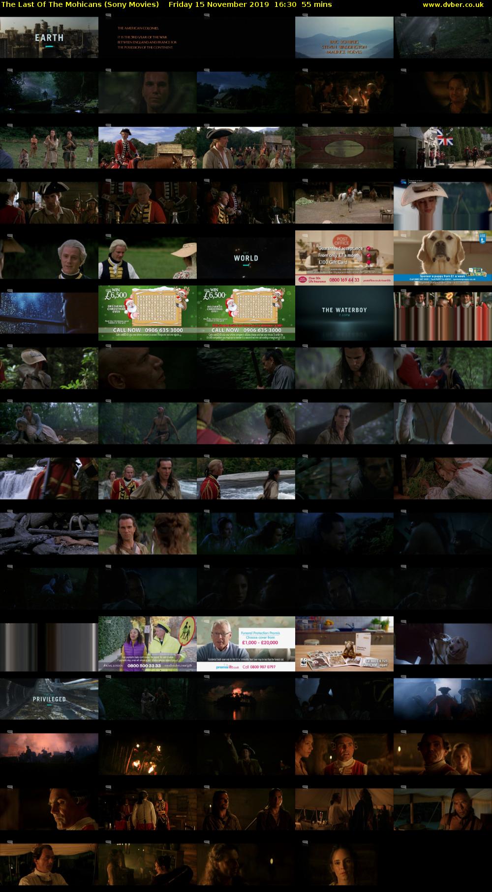 The Last Of The Mohicans (Sony Movies) Friday 15 November 2019 16:30 - 17:25