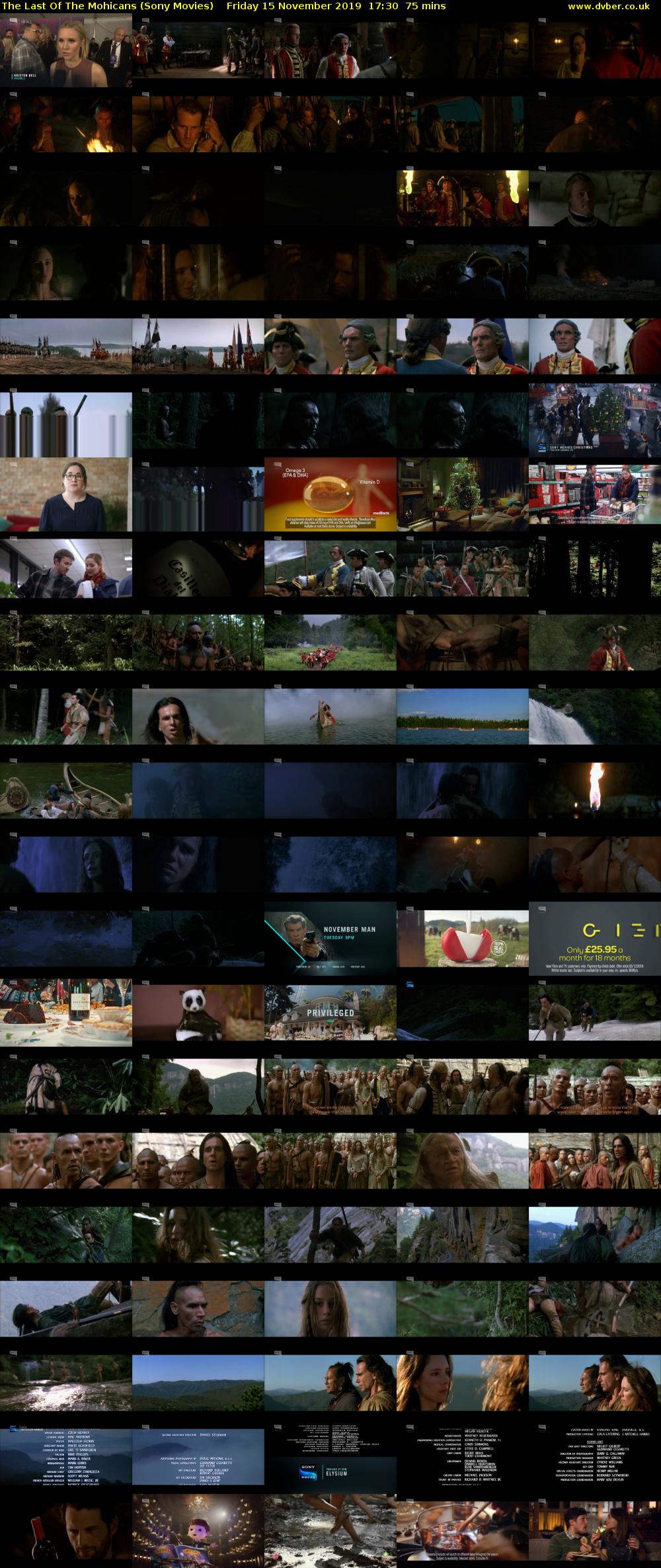 The Last Of The Mohicans (Sony Movies) Friday 15 November 2019 17:30 - 18:45