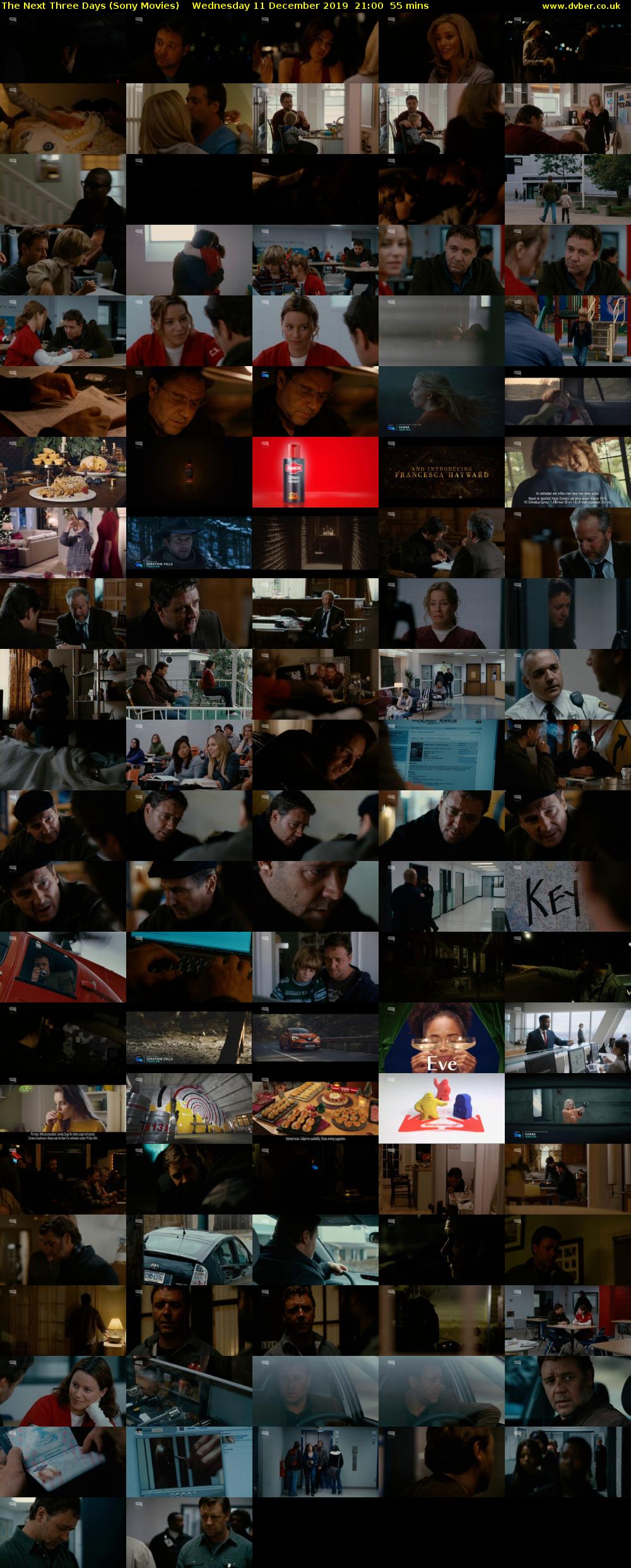 The Next Three Days (Sony Movies) Wednesday 11 December 2019 21:00 - 21:55